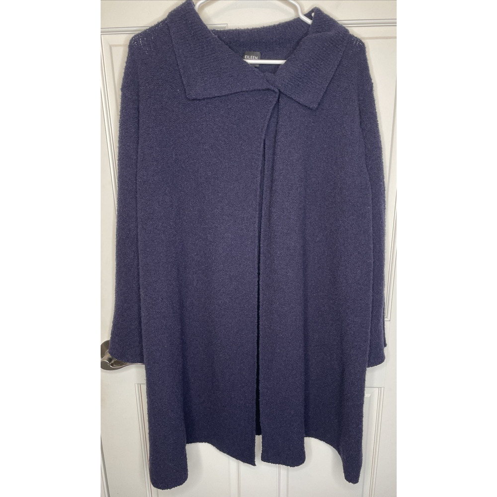 Eileen Fisher Women's Long Wool Duster Cardigan Sz M Lagenlook Cozy Sweater Boho